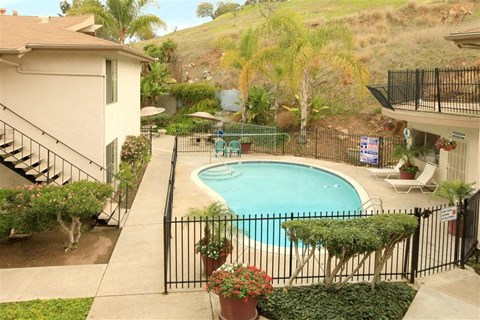 Exterior building with view of pool 