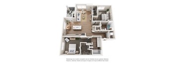 A floor plan of a house with a kitchen, living room, and bedrooms.