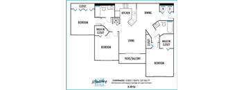 Monterey Pointe Apartments 3 bedroom 2D floor plan