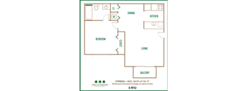 Oaks at Pompano 1 bedroom 2D floor plan