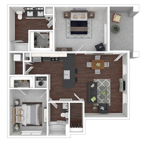 2x2B1-L-Bh floor plan