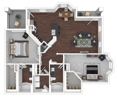 2x2B2-L-Bh floor plan