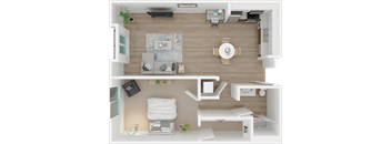 The Carstens 1x1 floor plan at 1801 L | Sacramento, CA 95811