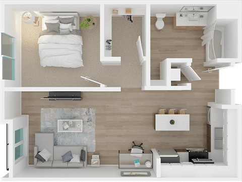 The Cezanne 1x1 floor plan at 1801 L | Sacramento, CA 95811