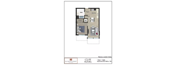 Clay model 1 bedroom 1 bath floorplan