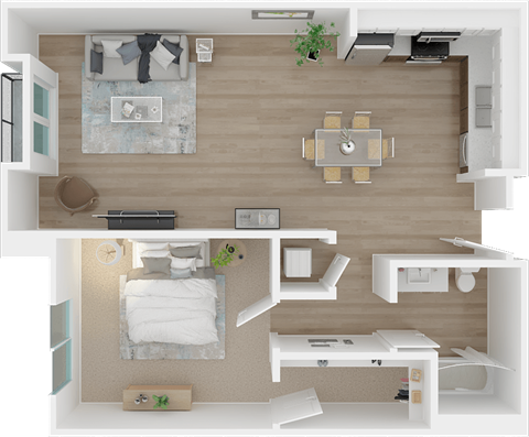 The Clemente 1x1 floor plan at 1801 L | Sacramento, CA 95811