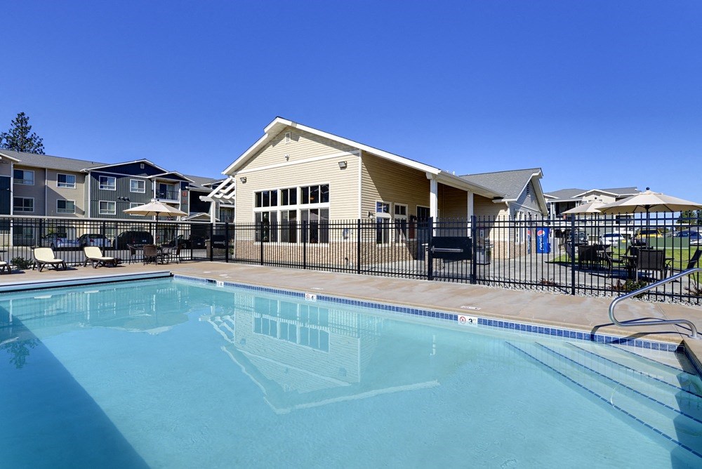 Pool area with lounge seating