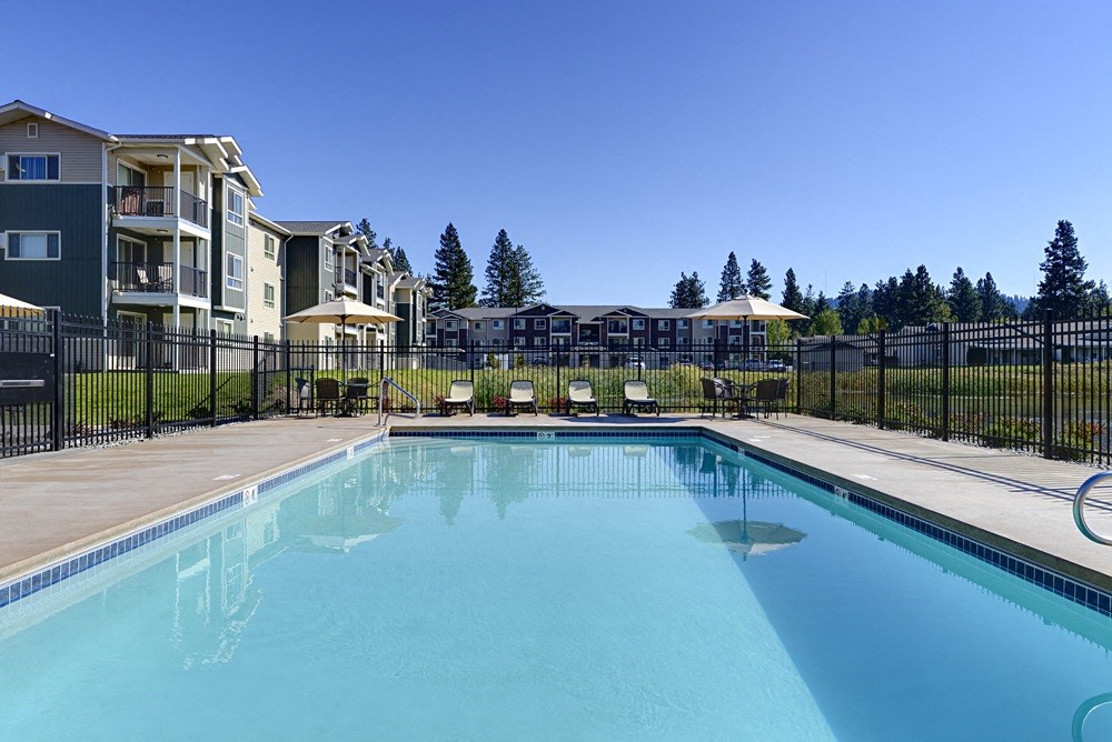 Pool area with lounge seating