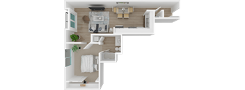 Courbet 1x1 Floor plan, 1801L Apartments Sacramento CA
