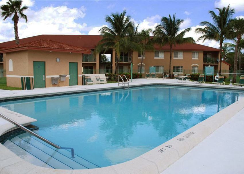 Pool with lounge chairs Cross Keys in North Lauderdale Florida