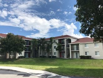 Grass in front of building Crossing University Miami Gardens in Florida