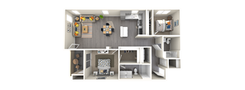 Two bedroom floor plan 1071 square feet