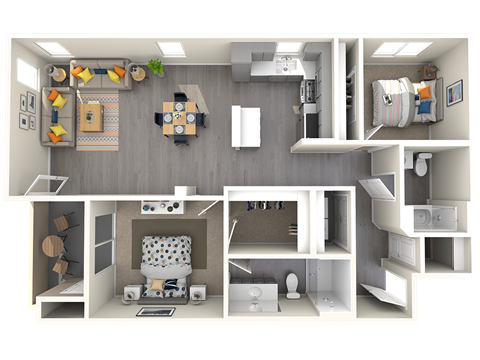 Two bedroom floor plan 1071 square feet
