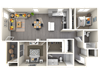 Two bedroom floor plan 1071 square feet