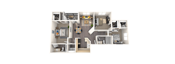 Three bedroom floor plan at THE CLUBS AT RHODES RANCH APARTMENT HOMES, Las Vegas, 89148