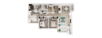 Three bedroom floor plan  l Spencer Place Apartments in Post Fall, ID 