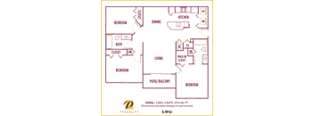 Portofino Apartments 3 bedroom 2D floor plan