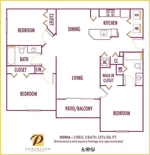 Portofino Apartments 3 bedroom 2D floor plan