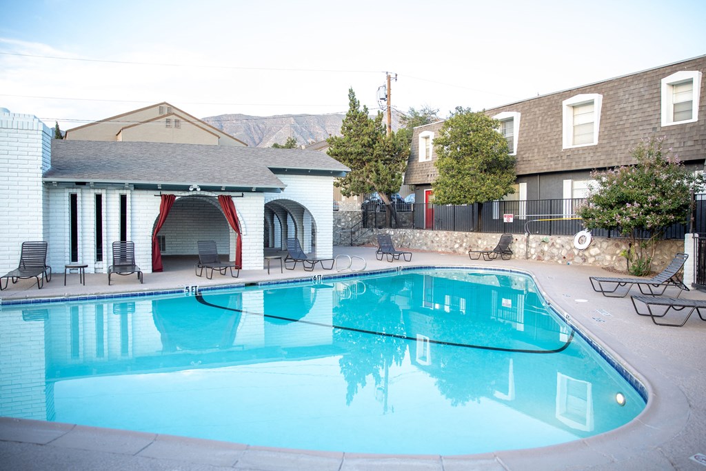 our apartments showcase an unique swimming pool at DESERT PEAKS, EL PASO, Texas