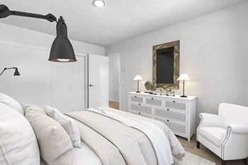 Furnished bedroom with wood floors and window - Photo Gallery 2