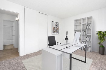 Bedroom set up as office with closet, bath, and carpet - Photo Gallery 5