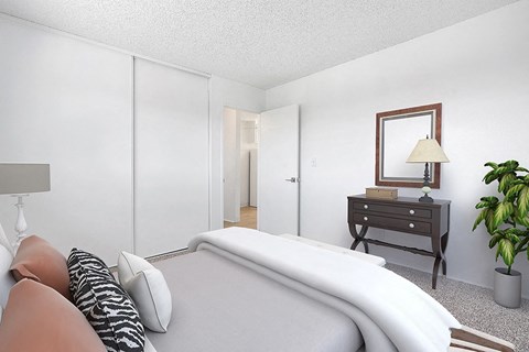 Bedroom with closet and carpet 