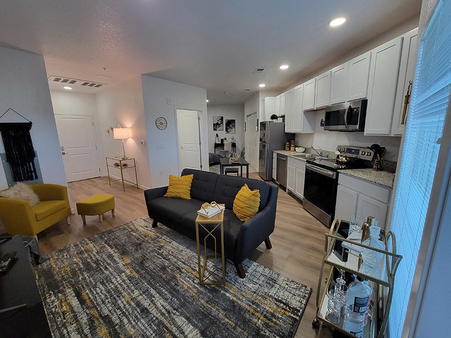 Living room and kitchen