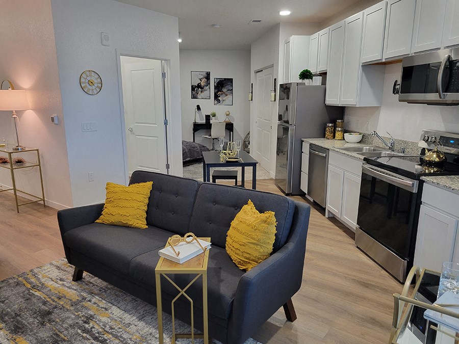 Living room and kitchen