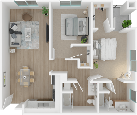 The Degas 2x2 floor plan at 1801 L | Sacramento, CA 95811