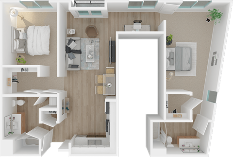 Delacroix 2x2 floor plan, 1801L Apartments, Sacramento CA