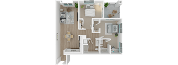 The Dolivar 2x2 floor plan at 1801 L | Sacramento, CA 95811