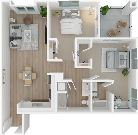 The Dolivar 2x2 floor plan at 1801 L | Sacramento, CA 95811