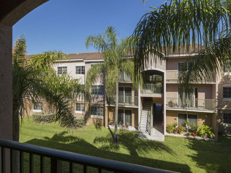 View of buildings from a balcony Doral Terrace in Doral Florida