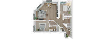 Duchamp 2x2 floor plan at 1801L Apartments, Sacramento CA