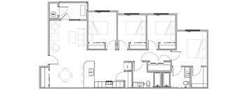 Four Bedroom, two bathroom floor plan