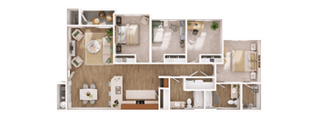 a floor plan of a 3 bedroom apartment