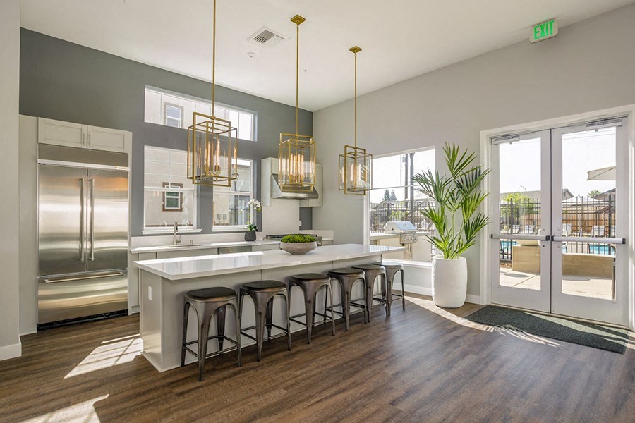 Clubhouse kitchen with island seating