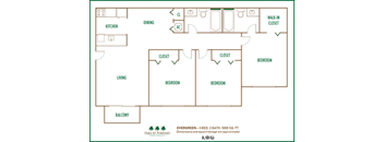 Oaks at Pompano 3 bedroom 2D floor plan