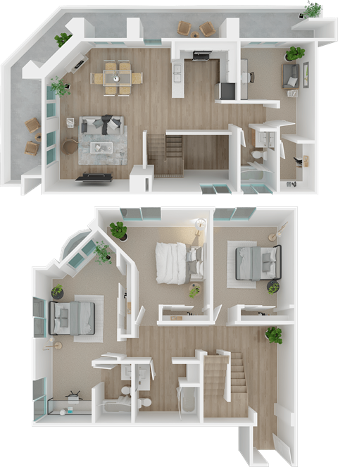 3x3 penthouse, 1801L Apartments, Sacramento CA