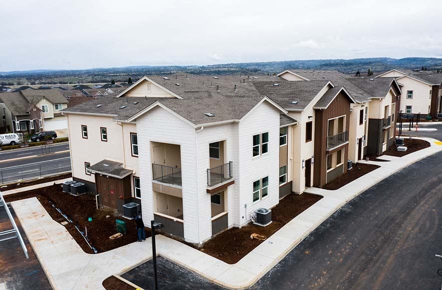 Exterior building view drone photo