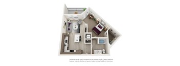 One bedroom floorplan l Element 79 apartments in El Dorado Hill