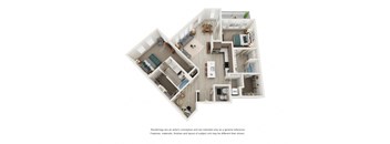Two bedroom floor plan l Element 79 apartments in El Dorado Hill