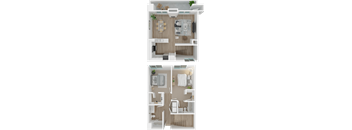 Escher Floor plan 2x2 townhouse at 1801L Apartments, Sacramento CA