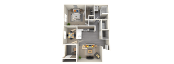 One bedroom floor plan at ARISTA APARTMENT HOMES, Nevada, 89183