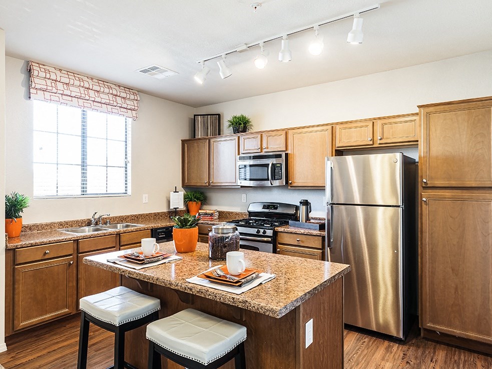 Kitchen with island and