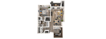 One bedroom floor plan at EVERETT APARTMENT HOMES, Las Vegas, Nevada 