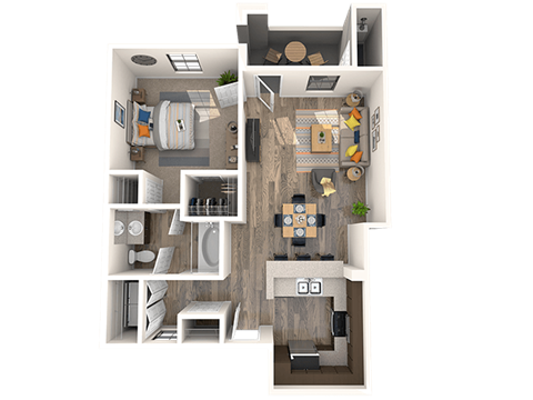 One bedroom floor plan at EVERETT APARTMENT HOMES, Las Vegas, Nevada 