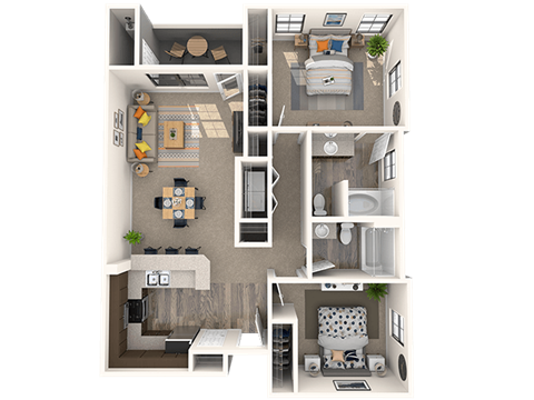 Two bedroom floor plan at EVERETT APARTMENT HOMES, Nevada, 89113
