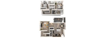 Newport Floor Plan at EVERETT APARTMENT HOMES, Las Vegas, 89113