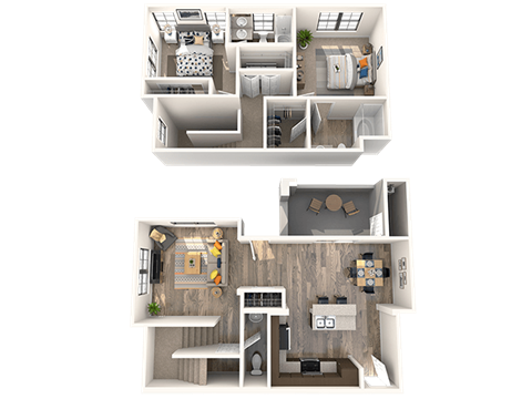Newport Floor Plan at EVERETT APARTMENT HOMES, Las Vegas, 89113